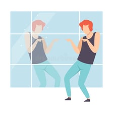 An illustration of someone staring at another person