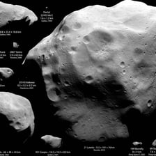 Rocky asteroid floating against a star field.