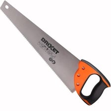 A hand saw with a toothed metal blade