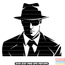 A silhouetted undercover intelligence operative.