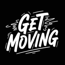 An illustration conveying an energetic command to get moving.