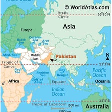 Map showing Pakistan’s location in Asia