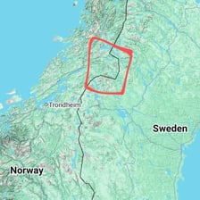 A map showing Sweden next to Norway