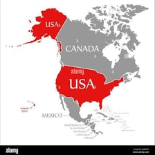 A map showing the United States within North America