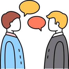 A cartoon scene depicting one person teasing another.