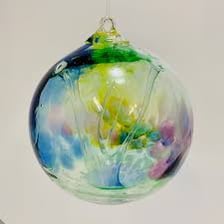 Several spherical glass orbs