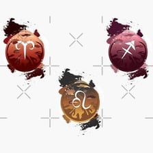 A zodiac illustration highlighting Aries, Leo, and Sagittarius as fire signs