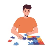 A person considering several possibilities before making a guess.