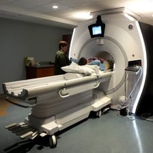 A magnetic resonance imaging scanner in a hospital