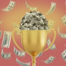 Cash presented as a prize award