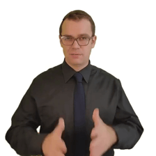 A person gesturing for someone else to enter