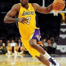 Lamar Odom in a Los Angeles Lakers uniform.