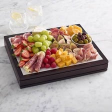 A tray carrying food and drinks