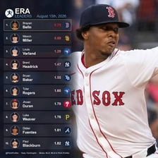 A baseball scoreboard or statistics display showing a pitcher’s ERA.