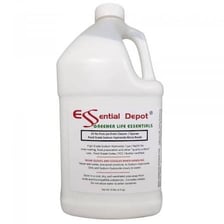 A labeled container of lye drain cleaner beside protective gloves