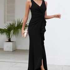 A polished formal outfit suitable for an evening occasion.