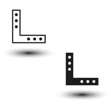 A capital L showing its two perpendicular strokes.