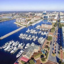 The waterfront and harbor of Pensacola, Florida.