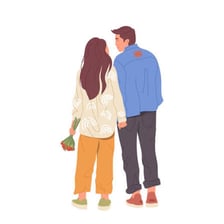 A couple engaged in romantic courtship