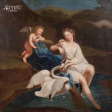 A classical artwork depicting Leda from Greek mythology.
