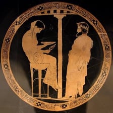 Artwork depicting Aegeus, the mythological king of Athens