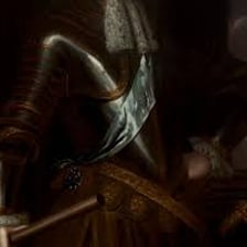 A ceremonial portrait of a British knight.