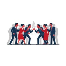 One group of people indicating another group