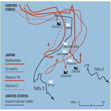 A map showing Leyte Gulf and the surrounding Philippine islands.