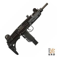 An Uzi submachine gun displayed safely