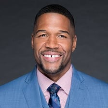 Michael Strahan appearing on the Fox NFL Sunday television program.