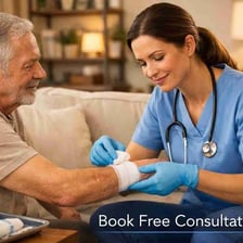 A healthcare professional caring for a recovering patient.