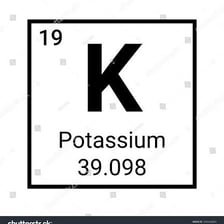 A periodic-table entry for potassium, element K with atomic number 19.