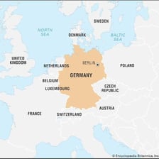 Map showing Germany’s location within Europe