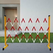 A temporary barricade blocking part of a street