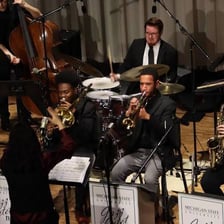 Eight musicians performing together as an octet