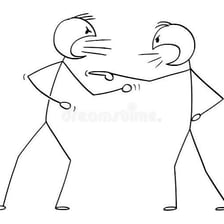 Two people facing each other in a heated argument