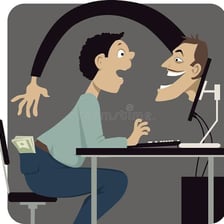 An illustration representing a deceptive swindler or con artist.
