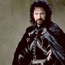 A theatrical portrait representing a dishonest or villainous character.