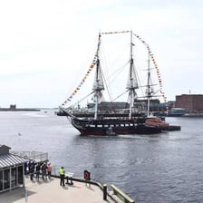 The USS Constitution, a historic United States Navy sailing ship.
