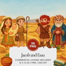 An artistic depiction of the biblical brothers Esau and Jacob.
