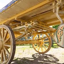 Antique horse-drawn dray wagon used for hauling