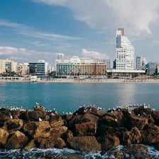 The skyline and beachfront of Tel Aviv, Israel