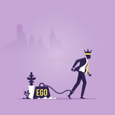 A conceptual illustration representing an oversized sense of self-importance