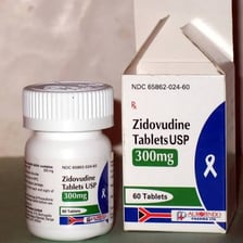 A medication container labeled with AZT or zidovudine.