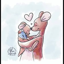 Illustration of the Winnie-the-Pooh characters Roo and Kanga