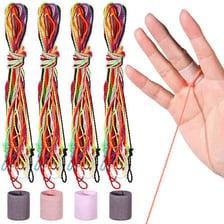 Several colorful yo-yos attached to strings