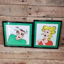A hand-painted animation cel showing one cartoon frame