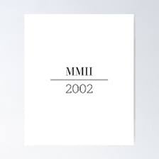 Educational chart showing MMII as the Roman-numeral form of 2002