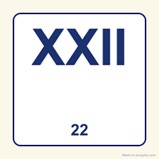 An educational chart showing XXII as the Roman numeral for 22