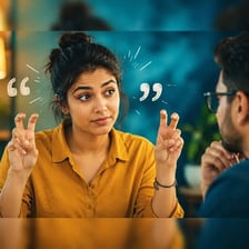 A person questioning someone during a conversation.